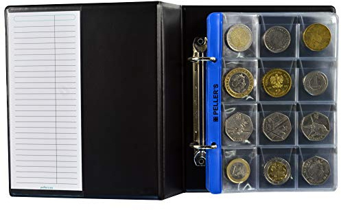 Collection Album, 120 Pockets for Medium Coins up to 1.10 (28mm): £1, 2 Pounds, 50P, €2 Euro. 10 Sheets. Coin album S