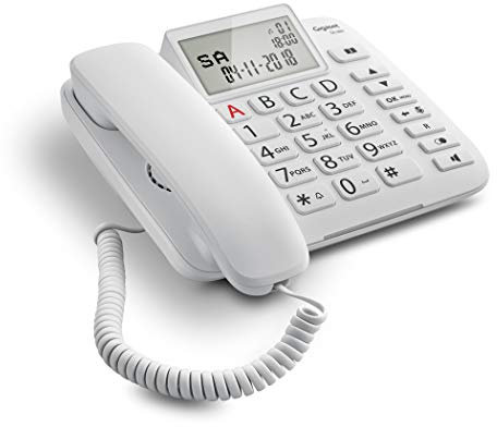 Gigaset DL380 - Un Telefono Facile da Usare con Tasti Grandi - 4 tasti di selezione diretta programmabili (A - D) - Rubrica, Bianco [Versione Italiana]