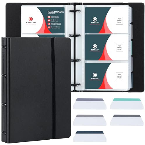 DELI Visitenkartenmappe für 180 Karten Visitenkartenbuch, Ideal für Büro, schwarz
