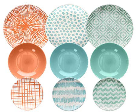 Tognana Agua - Juego de platos para 6 personas, 18 piezas, Stoneware, multicolor