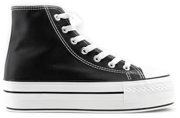 MODELISA - Zapatilla Plataforma Cierre Cordón PU Estilo Casual Mujer (Negro, Sistema Tallas Calzado EU, Adulto, Mujer, Números, Mediano, 39)