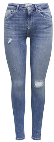 ONLY Damen Onlpower Life Mid Push Sk Dt Rea264 Noos Jeans, Medium Blue Denim, XS 34L EU
