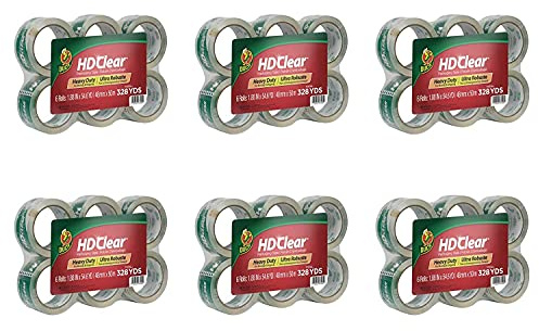 Duck HD Clear Packing Tape | 36 Rolls 48mm x 50m, Heavy Duty for Moving, Shipping & Storage