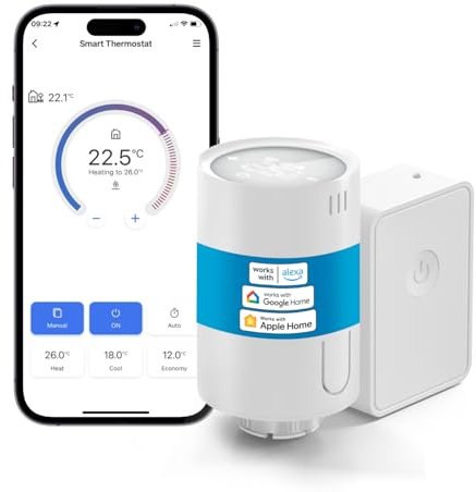 Meross Smart Thermostat Head (with HUB), Smart Thermostat Compatible with HomeKit, Alexa and Google Home, Smart Thermostat for Hot Water Radiator with Remote Voice Control