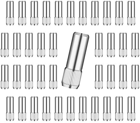 HLIWS Zylinderstifte,bodenträger 6mm,vernickelt Regalhalterungen,48 Stück,20*6mm,Silber,für Schränke, Bücherregale, Bücherregale und andere Regale