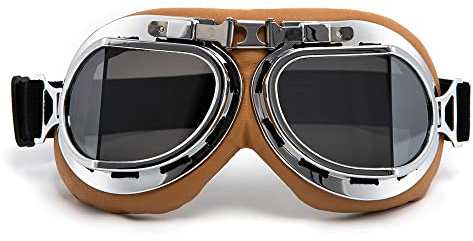 evomosa Occhiali da moto Vintage Antivento Prevenzione della sabbia Occhiali da moto antipolvere per uomini donne occhiali da equitazione. (Lente grigia)