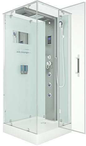 AcquaVapore Dampfdusche Duschtempel Sauna Dusche Duschkabine D38-10R2-EC 90x90 cm mit 2K Scheiben Versiegelung