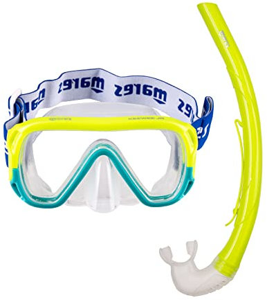 Mares Aquazone Combo Keewee Jr, Combo bestehend aus Maske und Schnorchel Kinder - 8-14 Jahre, Gelb/Aqua Transparent, Unisex