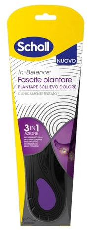 Scholl In-Balance Plantare Sollievo Dolore Fascite Plantare, Plantari con Arco Plantare Rinforzato e Supporto sul Tallone per Alleviare il Dolore, Taglia S (37-39.5), 1 Paio, Uomo e Donna