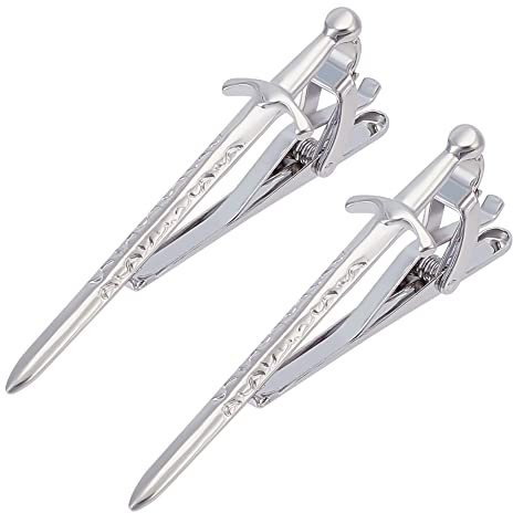 WEBEEDY 2 STÜCKE Personalisierte Krawattenklammern Für Männer Neuheit Schwert Krawattennadel Schwert Krawattenklammer Für Männer Hochzeit Geschäft Vatertag Geburtstag Schmuck Geschenk
