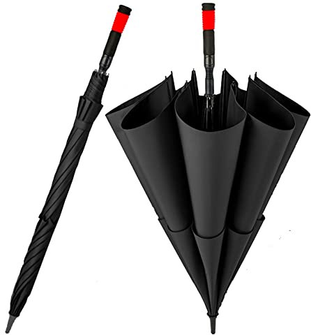REOTEL 135cm Automatik-Golf-Regenschirm groß,Winddichter Rutschfester Stock-Regenschirm mit ergonomischem Griff,Männer Frauen Klassischer Regenschirm,Schwarz