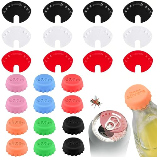 24 piezas Tapa Lata Bebidas, Cubre latas Tapa de Bebida, Tapas Cubiertas Latas Bebidas, Tapas de Silicona para Botellas, Cierre Lata de a Prueba Polvo Plastico para Cerveza, Bebidas, Cola, Multicolor