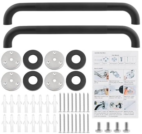2 maniglie per doccia da 40 cm, per vasche da bagno e docce, barre di sostegno in acciaio inox da parete, maniglia di supporto di sicurezza multifunzionale per bagno lungo le scale della lavanderia