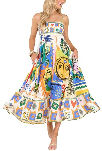 Women Spaghetti Strap Long Dress Ethnic Boho Summer Sleeveless Maxi Dress | Christmas Plaid Long Dress Tie Shoulder Maxi Dress