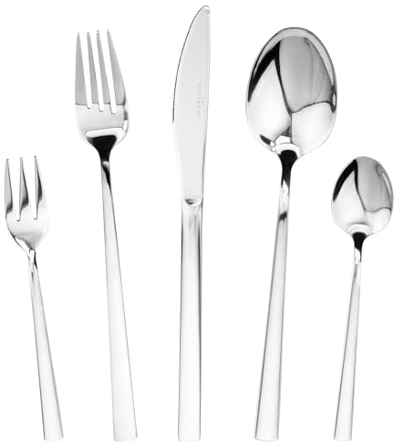 KARL HAUSMANN Set Posate 6 Persone, 30 Pezzi in Acciaio Inox 18/0 - Servizio Posate con Coltelli Forchette Cucchiai Cucchiaini e Forchettine da Dessert, Finitura Lucida, Lavabili in Lavastoviglie