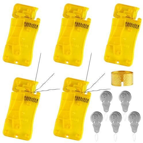 HOCUCHELAND 5 Stück Automatischer Nadeleinfädler, Einfädelhilfe für Nähnadeln, mit 5 Aluminum Sheet, Nadeleinfädler für Nähmaschinen, Einfädler für Nadeln für Ältere Menschen und Hausfrauen