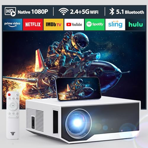 CoolEeve 2024 Neuer Beamer 20000 Lumen Full HD 1080P Unterstützt, 4k Support 5G WiFi LED Heimkino Portable Projektor, Kompatibel mit iOS/Android/Laptop/PC/TV-Stick
