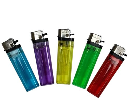 Disposable Cigarette Lighters, Pack of 5, Assorted Colours