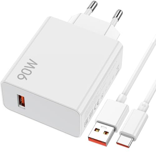 90W Turbo Caricabatterie Caricatore con 6A Cavo USB C 1M per Xiaomi 15 14 Ultra POCO F6 X7 F7 Pro Caricabatterie rapido Adattatore Charge Turbo Cavo USB Type-C per Xiaomi Redmi 14C Note 14 13 12 11Pro