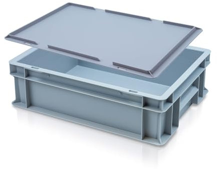 Caterbox Heavy Duty Plastic Stacking Industrial Euro Storage Container with Lid (10 Litre - 400x300x120(H) mm)