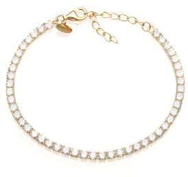 Louis Ciocchetti dal 1887 Bracciale Tennis Rainbow Argento 925 con Zirconi 5A da 3 mm e catena dorata, Arcobaleno, Gioiello Elegante Regolabile per Donna