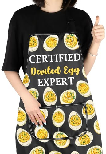 VAMSII Deviled Eggs Lover Gift Certified Deviled Egg Expert Apron With Pockets Egg Enthusiast Kitchen Gift (Certified Deviled Egg Expert A)