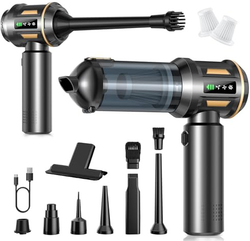 CUGEFRE Aspirateur à Main, 17000Pa 4 en 1 Aspirateur sans Fil avec Vidage Automatique 1 Touche, Moteur sans Brosse, Mini Aspirateur, 3 Niveaux d'aspiration pour la Voiture, Maison, Poils d'animaux