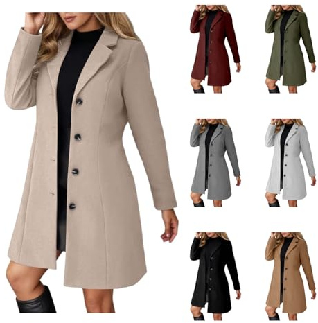 Cappotto di lana da donna, lungo, corto, trench da donna, cappotto autunnale, da donna, tinta unita, lunghezza al ginocchio, giacca invernale, monopetto, linea A, giacca di lana, autunno e inverno