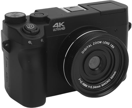 XUMIUZIY 4K Digitalkamera, 75 MP Främre och Bakre Dubbla Kameror med 18x Optisk Zoom WiFi HD-videokamera, med Inbyggd Blixt, för Fotografering och Videoinspelning (Svart)