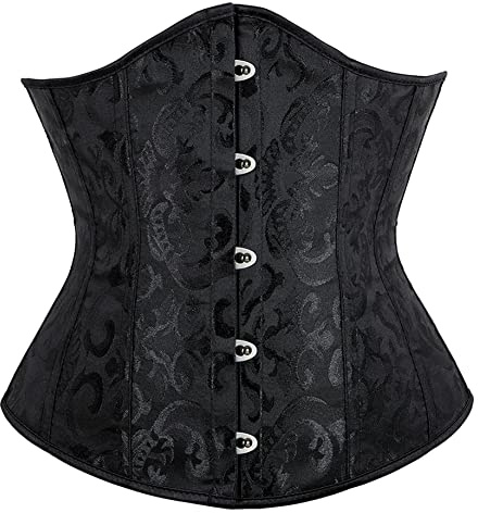 Alivila.Y Fashion Womens Brocade Underbust Boned Corset Waist Trainer 2686-Black-S