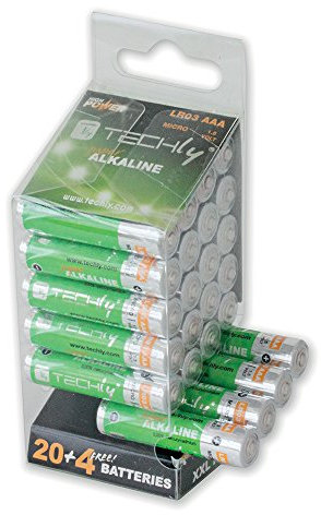 Techly 307025 Multipack 24 Batterie High Power Mini Stilo AAA Alcaline LR03 1,5V