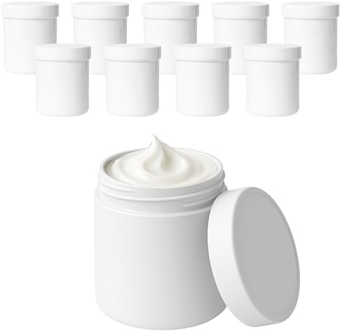 Viva-Haushaltswaren Gabriele Hesse e.K. 10 barattoli Vuoti per Crema da 250 ml, in plastica Bianca, per Alimenti, Senza BPA, Made in Germany