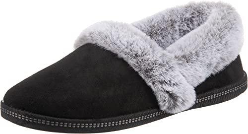Skechers Women's Cozy Campfire - Team Toasty Low Top Slippers, Black Black Microfiber Suede Faux Fur Line Blk, 6.5 UK