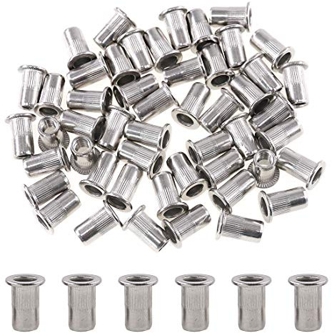 Glarks Juego de tuercas de remache roscado de cabeza plana de acero inoxidable 304 M5, 50 piezas (M5)