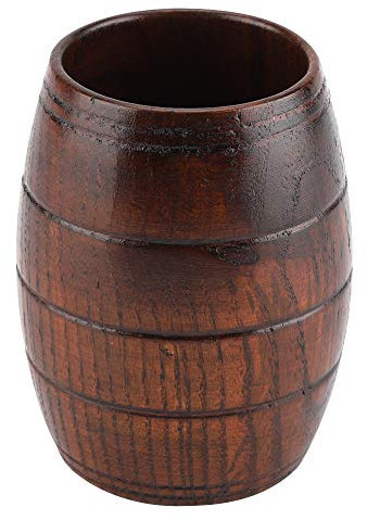 ASHATA Tasse à bière en Bois en Forme de tonneau en Bois de nouveauté Eboxer, Tasse à bière rétro Brown Drinkware, chope Artisanale, pour vin café thé bière Tasse à