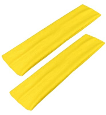 WESTEND CHOICE Kylie-Stirnbänder, 5 cm breit, einfarbig, dehnbar, Bandeau-Stirnbänder für Damen und Herren, weiches Haarband, Fitnessstudio, Übung, Yoga, Stirnband, Gelb, 2 Stück