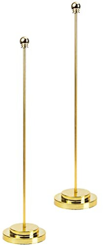 BESPORTBLE Lot de 2 mâts de drapeau en métal - Étendeur de drapeau de table doré pour petits drapeaux nationaux - Idéal pour la décoration de bureau et la salle de conférence - 33 x 7 x 2 cm