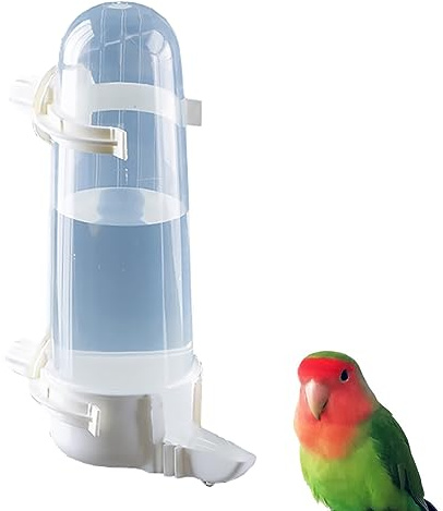 Shuoxpy Pet Bird Waterer - 8.45 Fl Oz Automatic Parrot Water Feeder, Suspended Bird Cage Dispenser for Parakeet, Budgie, Cockatiel, Lovebirds, Canary (1Pcs)