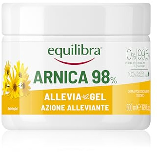 Equilibra Corpo, Arnica Allevia-Gel 98%, Arnica Gel con Estratto Acquoso di Arnica Montana, Dona Sollievo Dopo Sforzo Fisico e Sensazione di Freschezza, Gel Lenitivo e Calmante, 500 ml