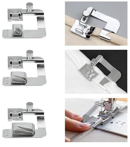 QINERSAW 3 PCS Pied de Biche à Ourlet Roulotté Couture Ourlet Roulé Pied Pied Presseur Ourlet Roulé Pied de Biche Machine a Coudre Pied de Biche pour Ourlet Roulotté Pied de Biche Ourlet Roulé