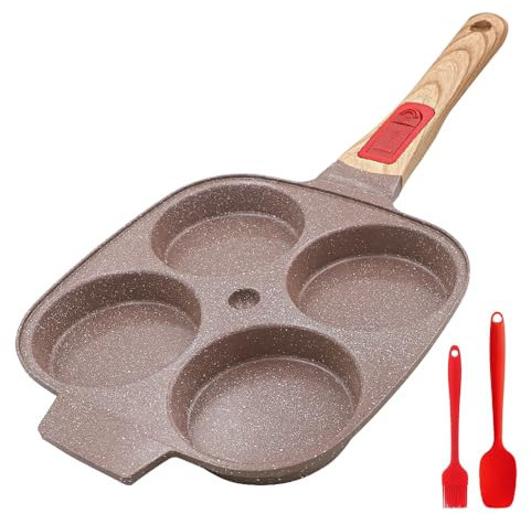 RANX INGST Padella Pancake con Rivestimento in Ceramica, Padella per Uova Fritte con Manico Rimovibile, Induzione Compatibile - Marrone