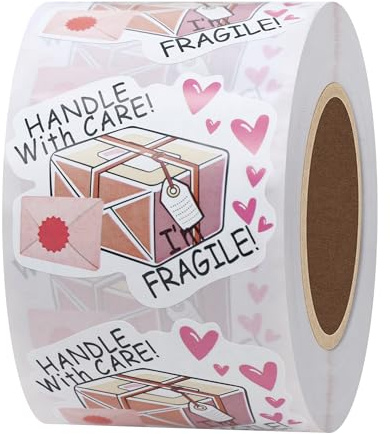 Hylabelest Handle with Care Fragile Stickers 4,6 x 4,1 cm Carino Indirizzo di Spedizione Etichette Avviso Totale 500 Per Rotolo