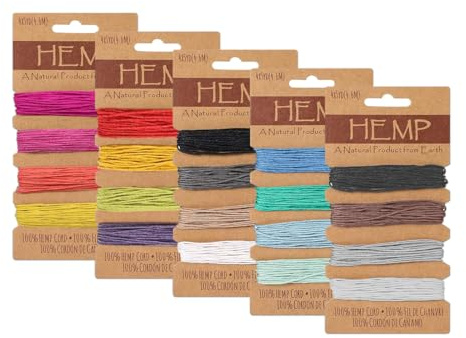 WeddHuis Hilo de Macramé 20 Colores 20 Yardas Cordón de Algodón Encerado para Pulseras Joyería Artesanía Cuerda Natural (1mm) (Multicolor)