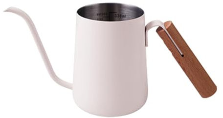 Qianly Cafetera de Goteo de 250 Ml con Diseño para Acampar Y Mango de Madera, Blanco, Individual