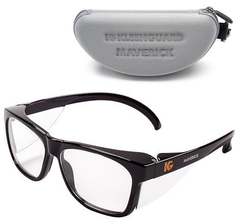 Kleenguard™ V30 Maverick™ Safety Glasses (56567), Clear Lenses with KleenVision™ Anti-Fog coating, Black Frame, Carrying Case, Eyewear for Men and Women