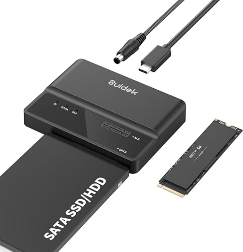 SUIDEK M.2 NVMe to SATA Adapter, USB Type-C 10Gbps to SSD External Hard Drive Reader Tool Free M.2 PCIe NVMe to SATA Adapter Compatible with M Key Any Sizes and 2.5/3.5 SSD/HDD