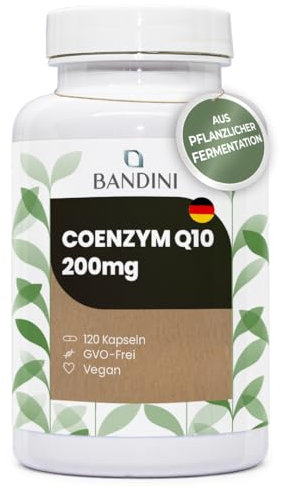 Bandini® Coenzym Q10-120 hochdosierte Kapseln mit 200 mg pro Kapsel - Hochwertiges (veganes) Ubichinol aus Fermentation - Keine unerwünschten Zusatzstoffe, keine GMOs - 1 Kapsel/Tag für 4 Monate