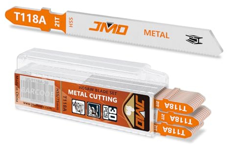 JMD 30-Piece T118A Metal Cutting Jigsaw Blades Set 75mm 21TPI Jig Saw Blades for Metal
