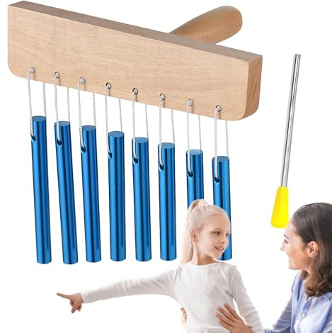 Campana De Meditación - 8 Tonos Instrumentos de Percusión de Madera,Instrumento Musical Tubo de Aluminio Sólido para Hogar Yoga y Aula