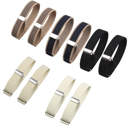 Ziyonix 5 Pares Brazalete Camisa Ajustables, Elástico Ajustable Brazalete Antideslizante para Hombres Ligas para Camisa de Brazo, Soporte de Manga de Camisa Antideslizantes para Fijar Camisas